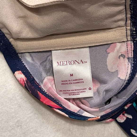 Merona Floral Strapless Top - Navy and Pink Size medium - Picture 6 of 8